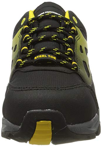 AmazonCommercial – Calzado de seguridad con puntera de acero para hombre y mujer, zapatillas protectoras para la industria, zapatillas de trabajo para la construcción, negro/amarillo, talla 44