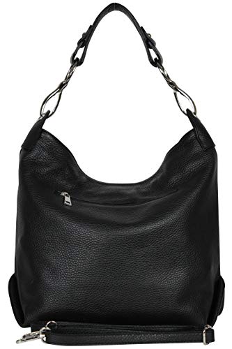 AmbraModa GL033 - Bolso de mano de piel para mujer, color Negro, talla 36x30x12cm