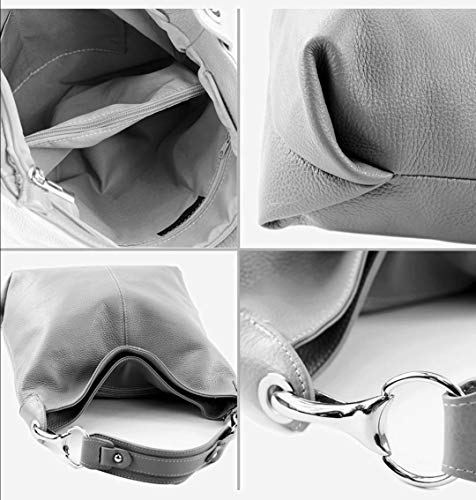 AmbraModa GL033 - Bolso de mano de piel para mujer, color Negro, talla 36x30x12cm