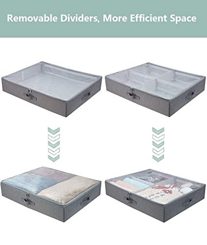 AMX Cesta para Zapatos Plegable Debajo de la Cama, divisores Ajustables, Cubierta Visible, Gris Claro