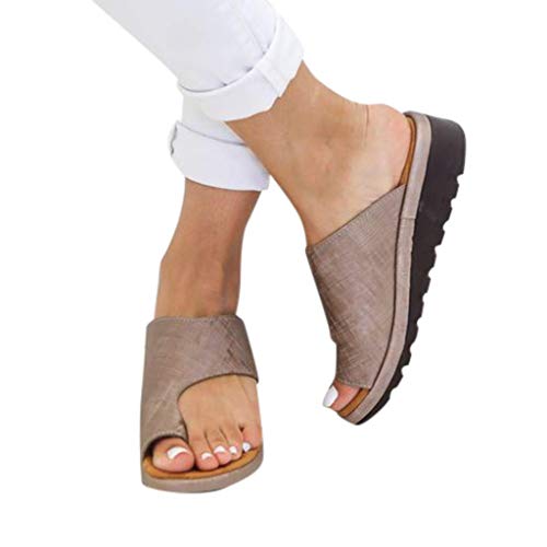 AMYGG Zapatillas de Mujer Vintage Zapatos de Punta Abierta Sandalias de Estilo de Tanga Confort Ortopédicas Originales, Zapatillas Planas de Mujer Chanclas con Punta de Clip de Playa de Verano 37 G