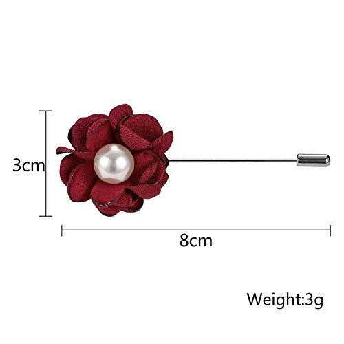 AnazoZ Broche Acero Broche Mujer Flor Perla Broche Mujer Rojo Broche de Mujer