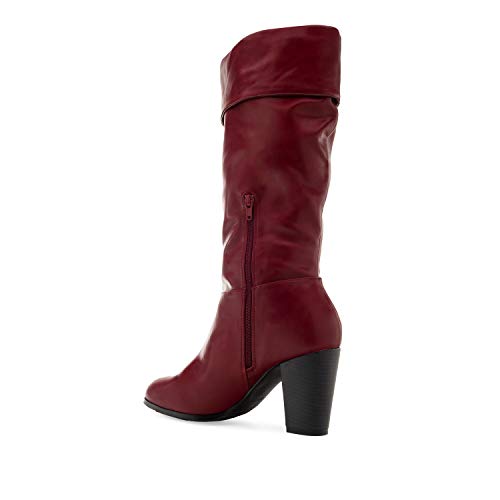 Andrés Machado – Botas de Invierno en simil Piel para Mujer/Adolescente - AM4120 – Caña Alta con Cierre de Cremallera Interior - Burdeos, EU 33