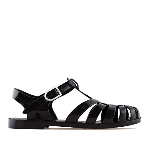 Andres Machado - Sandalias de verano de goma unisex para mujeres, hombres y niños - AM188 - cangrejeras con cierre de hebilla - Negro -EU 36