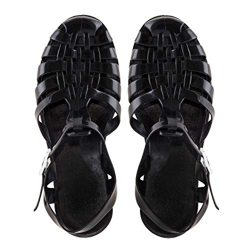 Andres Machado - Sandalias de verano de goma unisex para mujeres, hombres y niños - AM188 - cangrejeras con cierre de hebilla - Negro -EU 36