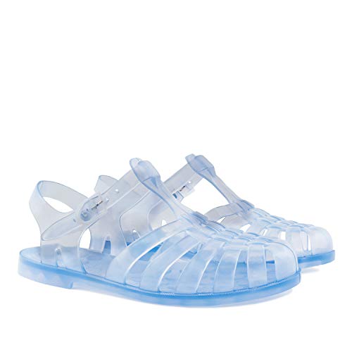 Andres Machado - Sandalias de Verano de Goma Unisex para Mujeres, Hombres y niños - AM188 - cangrejeras con Cierre de Hebilla - Transparente -EU 44