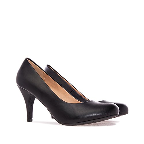 Andres Machado - Zapatos de tacón para Mujer - Tacon de Aguja - ESAM422 - Hora Estilo Retro - Tallas pequeñas, Medianas y Grandes - sin Cordones - Zapato de tacón Soft Negro. EU 34