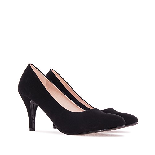 Andres Machado - Zapatos de tacón para Mujer - Tacon de Aguja - ESAM422 - Hora Estilo Retro - Tallas pequeñas, Medianas y Grandes - sin Cordones - Zapato de tacón Peach Negro. EU 33
