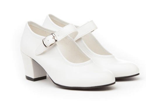 ANGELITOS Zapatos Flamenca Para Niña y Mujer, Mod. 302, Calzado Made In Spain (38, Blanco)