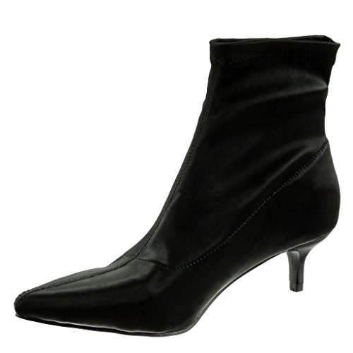 Angkorly - Zapatillas de Moda Botines Flexible Mujer Talón Tacón de Aguja Alto 5 CM - Negro LL682 T 39