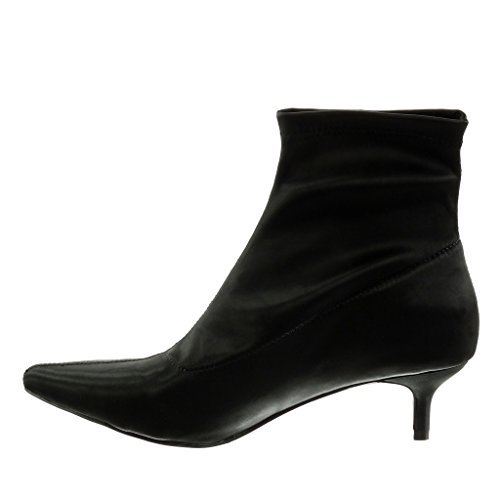 Angkorly - Zapatillas de Moda Botines Flexible Mujer Talón Tacón de Aguja Alto 5 CM - Negro LL682 T 39