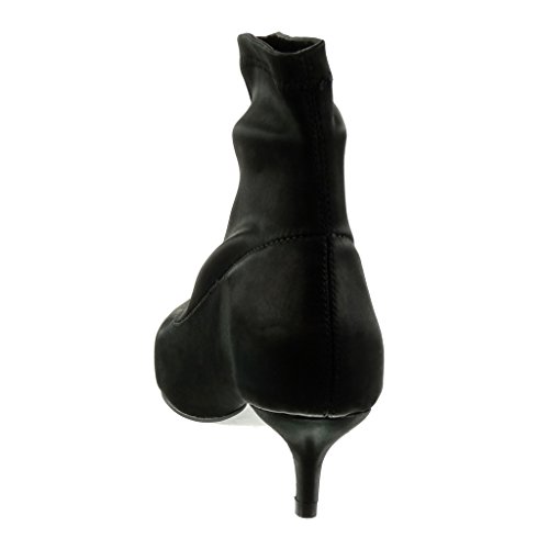Angkorly - Zapatillas de Moda Botines Flexible Mujer Talón Tacón de Aguja Alto 5 CM - Negro LL682 T 39