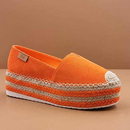 Angkorly - Zapatillas Moda Alpargata Mocasín Playa Bohemia Hippie Mujer Nudo Trenzado Plataforma 5 CM - Naranja BL315 T 39
