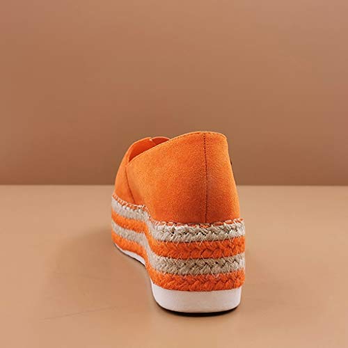 Angkorly - Zapatillas Moda Alpargata Mocasín Playa Bohemia Hippie Mujer Nudo Trenzado Plataforma 5 CM - Naranja BL315 T 39