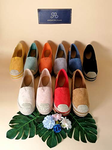 Angkorly - Zapatillas Moda Alpargata Mocasín Playa Bohemia Hippie Mujer Nudo Trenzado Plataforma 5 CM - Naranja BL315 T 39