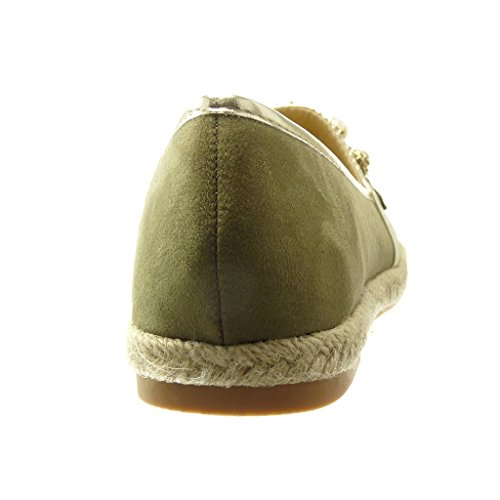 Angkorly - Zapatillas Moda Alpargata Mocasín Slip-on Mujer Joyas Cuerda Bloque 2 CM - Verde RS121 T 39