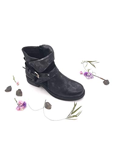 Angkorly - Zapatillas Moda Botines Biker - Moto Reversible Rock Mujer Tanga impresión de Serpiente Bloque 3.5 CM - Negro F3033 T 37