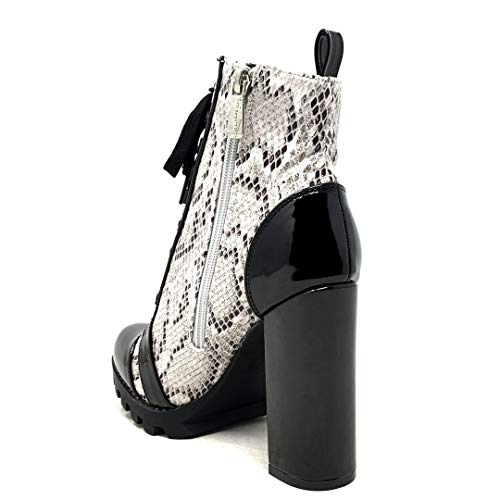 Angkorly - Zapatillas Moda Botines Botas Rangers Glamour Rock Chic Mujer Estampado Animal Leopardo Tacón Ancho Alto 11 CM - Leopardo HP-151 T 38