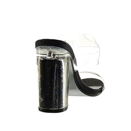 Angkorly - Zapatillas Moda Sandalias Sexy Mujer Transparente Brillante Tanga Talón Tacón Ancho Alto 10 CM - Negro 101-8 T 37