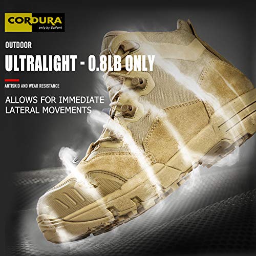Antártida Botas tácticas militares con cordones para senderismo, combate, trabajo, desierto, jungla al aire libre, Beige (Arena), 42 EU