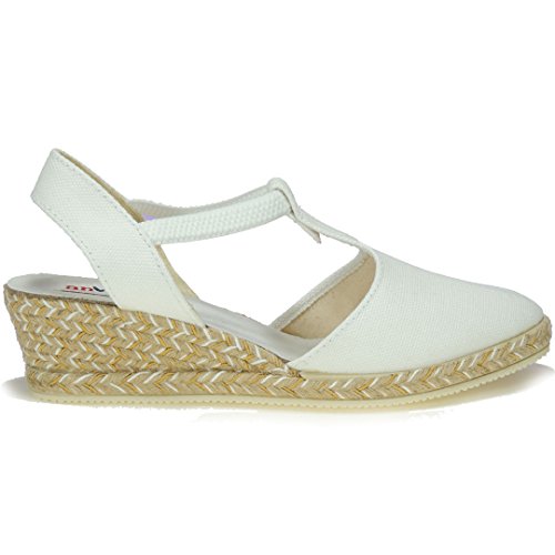 ANVESA 419 Zapatilla Valenciana con Cuña de 5CM en Esparto Cáñamo Yute para Mujer Blanco Talla 41
