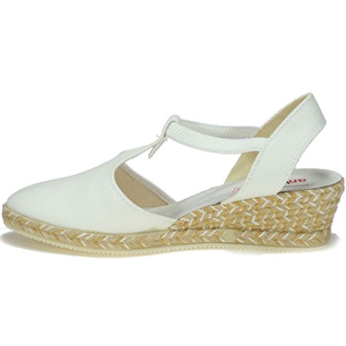 ANVESA 419 Zapatilla Valenciana con Cuña de 5CM en Esparto Cáñamo Yute para Mujer Blanco Talla 41
