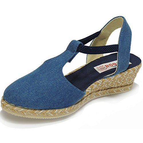 ANVESA 419 Zapatilla Valenciana con Cuña de 5CM en Esparto Cáñamo Yute para Mujer Vaquero Talla 39