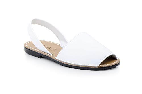 Anyovi Avarca, Menorquina Piel Planta Acolchada, Suela Goma Antideslizante,Negro, Rojo, Marino, Blanco - Unisex-Adulto Talla: 44 Color: Blanco