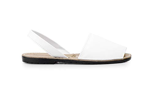 Anyovi Avarca, Menorquina Piel Planta Acolchada, Suela Goma Antideslizante,Negro, Rojo, Marino, Blanco - Unisex-Adulto Talla: 44 Color: Blanco