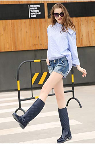 AONEGOLD Botas de Agua Mujer Botas de Lluvia Impermeable Altas Bota de Goma Wellington Boots Otoño e Invierno(Azul,38 EU)