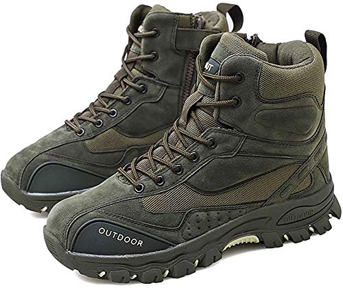 AONEGOLD Botas de Montaña para Hombre Zapatillas de Senderismo Trekking Zapatos al Aire Libre Calzado Antideslizante Botas Ante (Verde,40 EU)