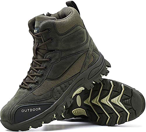 AONEGOLD Botas de Montaña para Hombre Zapatillas de Senderismo Trekking Zapatos al Aire Libre Calzado Antideslizante Botas Ante (Verde,40 EU)