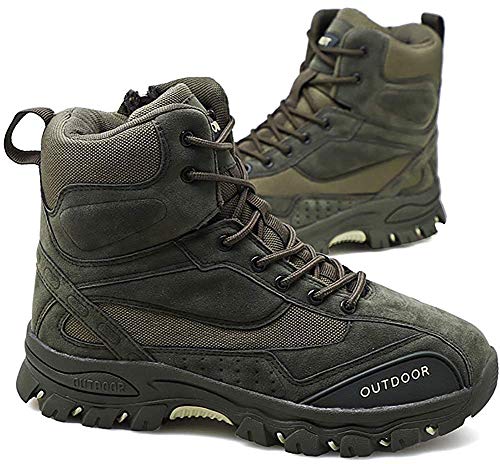 AONEGOLD Botas de Montaña para Hombre Zapatillas de Senderismo Trekking Zapatos al Aire Libre Calzado Antideslizante Botas Ante (Verde,40 EU)