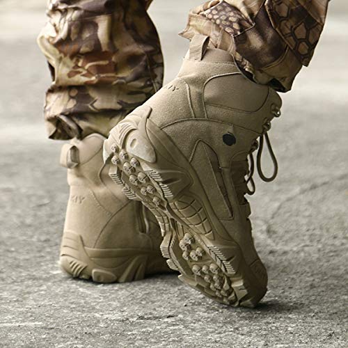 AONEGOLD Hombres Botas de Senderismo Zapatos de Trekking Botas Tácticas Transpirables Militar Senderismo Zapatos Botas de Invierno(Caqui,39 EU)