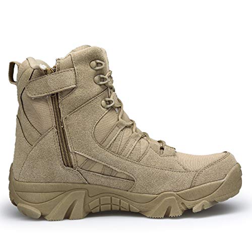 AONEGOLD Hombres Botas de Senderismo Zapatos de Trekking Botas Tácticas Transpirables Militar Senderismo Zapatos Botas de Invierno(Caqui,39 EU)