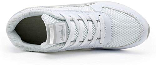 AONEGOLD® Zapatillas de Cuña para Mujer Zapatillas de Deporte Zapatillas Altas Primavera/Verano Tacón Cuña 7CM (41 EU, Blanco)