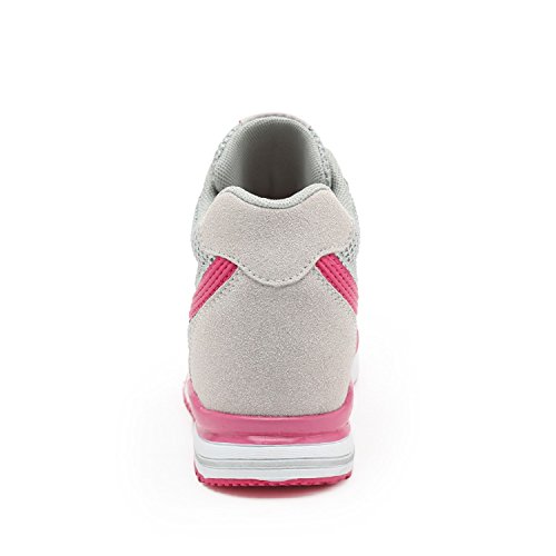 AONEGOLD® Zapatillas de Cuña para Mujer Zapatillas de Deporte Zapatillas Altas Primavera/Verano Tacón Cuña 7CM(Gris,38 EU)