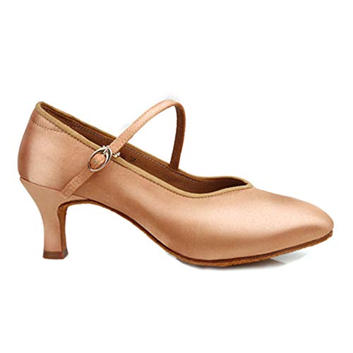 AOQUNFS Zapatos de Baile Latino Mujer Salsa Tango Bachata Zapatos de Baile de Salon,138WX-6.5-Beige,EU39