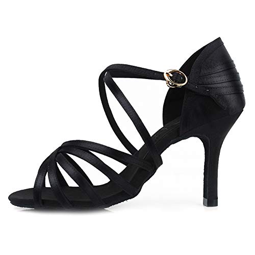 AOQUNFS Zapatos de Baile Latino Mujer Salsa Tango Bachata Zapatos de Baile de Salon,2324WX-8.5-Negro,EU35
