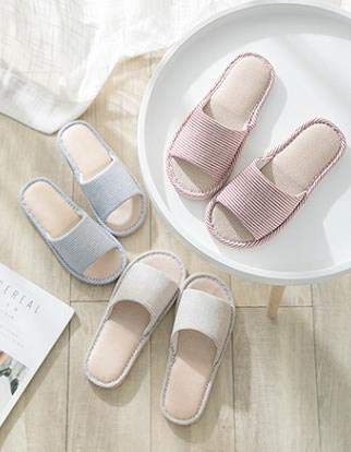 APIKA Mujeres y Hombres Zapatillas de Punta de Lino de algodón con luz Suave Abierta Zapatillas de casa cómodas y Transpirables Antideslizantes para Interiores y Exteriores, Color Armada, 42/43 EU