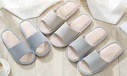 APIKA Mujeres y Hombres Zapatillas de Punta de Lino de algodón con luz Suave Abierta Zapatillas de casa cómodas y Transpirables Antideslizantes para Interiores y Exteriores, Color Armada, 42/43 EU