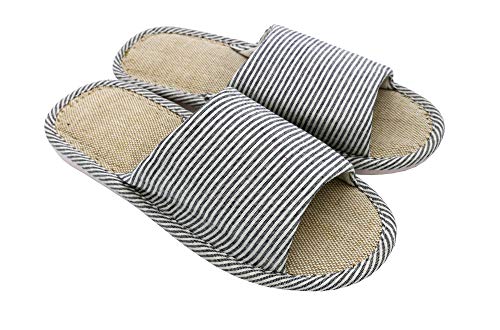 APIKA Mujeres y Hombres Zapatillas de Punta de Lino de algodón con luz Suave Abierta Zapatillas de casa cómodas y Transpirables Antideslizantes para Interiores y Exteriores, Color Armada, 42/43 EU