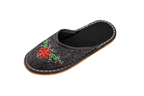 Apreggio - Zapatillas Fieltro para Mujeres - Suela de Goma Maciza - Cómodas de Llevar - Suaves - Producto 100% Natural - Hechas a Mano (Negro, 39)
