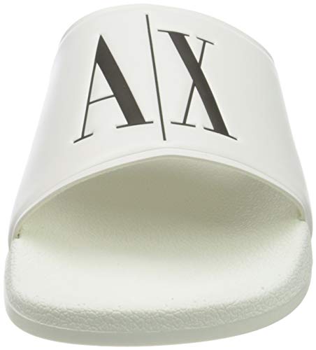 Armani Exchange AX Icon Pool Slides, Chanclas Hombre, Blanco (Op.White+Black Logo 00152), 42 EU