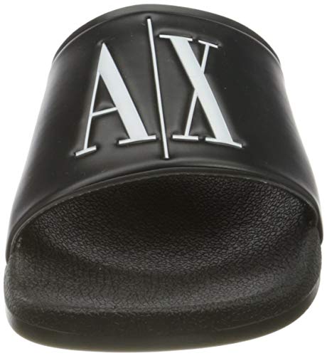 Armani Exchange AX Icon Pool Slides, Chanclas Mujer, Negro (Black+White Logo 00002), 36 EU