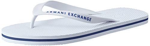 Armani Exchange Classic Flip Flop, Chanclas Hombre, Blanco (White 00001), 44 EU
