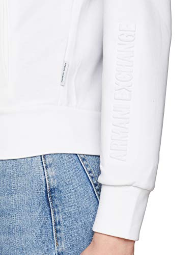 Armani Exchange Embossed Loog Hoodie suéter, Blanco (Optic White 1000), Small para Mujer