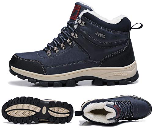 ARRIGO BELLO Hombre Botas Botines Zapatos Invierno Botas de Nieve Cálido Fur Forro Aire Libre Boots Urbano Senderismo Esquiar Caminando 41-46(Azul, Numeric_45)