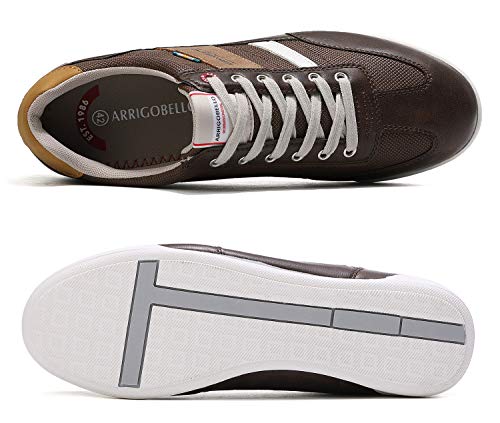 ARRIGO BELLO Zapatos Hombre Vestir Casual Zapatillas Deportivas Running Sneakers Corriendo Transpirable Tamaño 40-46 (45 EU, Marrón Oscuro)