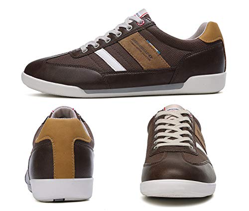 ARRIGO BELLO Zapatos Hombre Vestir Casual Zapatillas Deportivas Running Sneakers Corriendo Transpirable Tamaño 40-46 (45 EU, Marrón Oscuro)